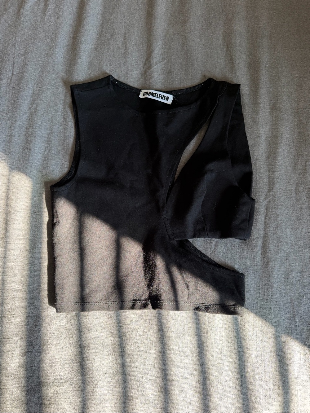 Black Asymmetric Cutout Tank